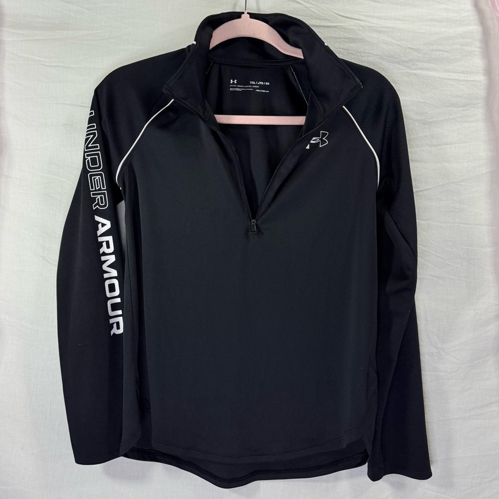 Under Armour HeatGear Black 1/4 Zip Performance Pullover Athletic Jacket YXL